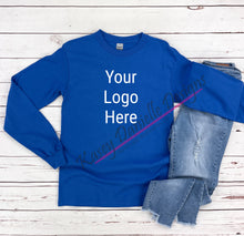 Load image into Gallery viewer, Logo Long Sleeve Printed T-shirt, Your Logo Here Graphic T-shirts, Business Tees, Center Chest Logo, Add Your Logo