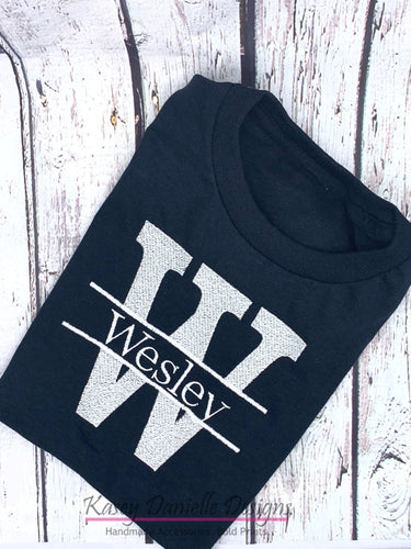 Personalized Shirt for Boys and Girls | Monogram with Name Shirts for Kids | Black Custom Shirt for Toddler | Custom Kids Name Tops