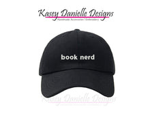 Load image into Gallery viewer, Book Nerd Embroidered Baseball Cap, Bookworm Dad Hat, Reader Baseball Hats, Book Lover Aesthetic Hats