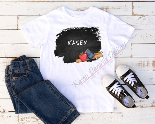 Personalized Chalkboard Shirt for Boys and Girls, Back to School Name Shirts for Kids, Custom Shirt for Toddler, 1st Day of School