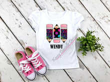 Load image into Gallery viewer, Personalized Rainbow Pencil Shirt for Boys and Girls, Back to School Name Shirts for Kids, Custom Shirt for Toddler
