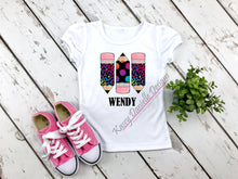 Load image into Gallery viewer, Personalized Rainbow Pencil Shirt for Boys and Girls, Back to School Name Shirts for Kids, Custom Shirt for Toddler