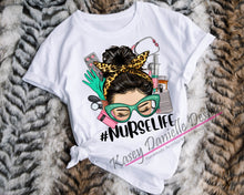 Load image into Gallery viewer, Brunette Messy Bun Nurse Life Shirt, Nurse Graphic T-Shirt, Nurse Unisex Tees