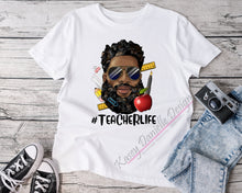 Load image into Gallery viewer, African American Man Teacher Life Shirt, Male Teacher Graphic T-Shirt, Back to School T-shirts, Educator Unisex Tees
