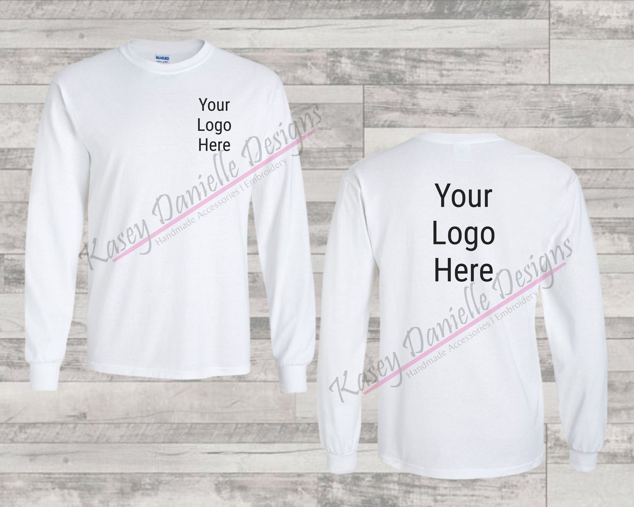 Front and Back Logo Long Sleeve Printed T-shirt, Your Logo Here