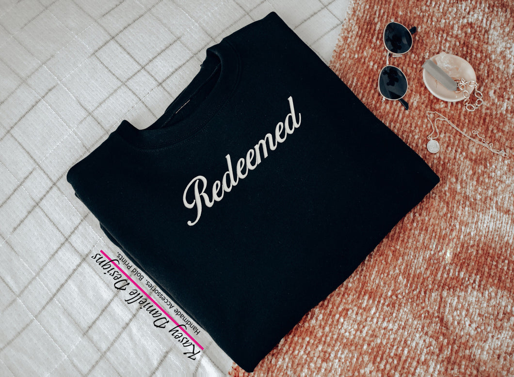 Redeemed Embroidered Crewneck, Faith Christian Embroider Sweatshirts, Religious Crewnecks, Spiritual Sweatshirt, Gifts for Believers