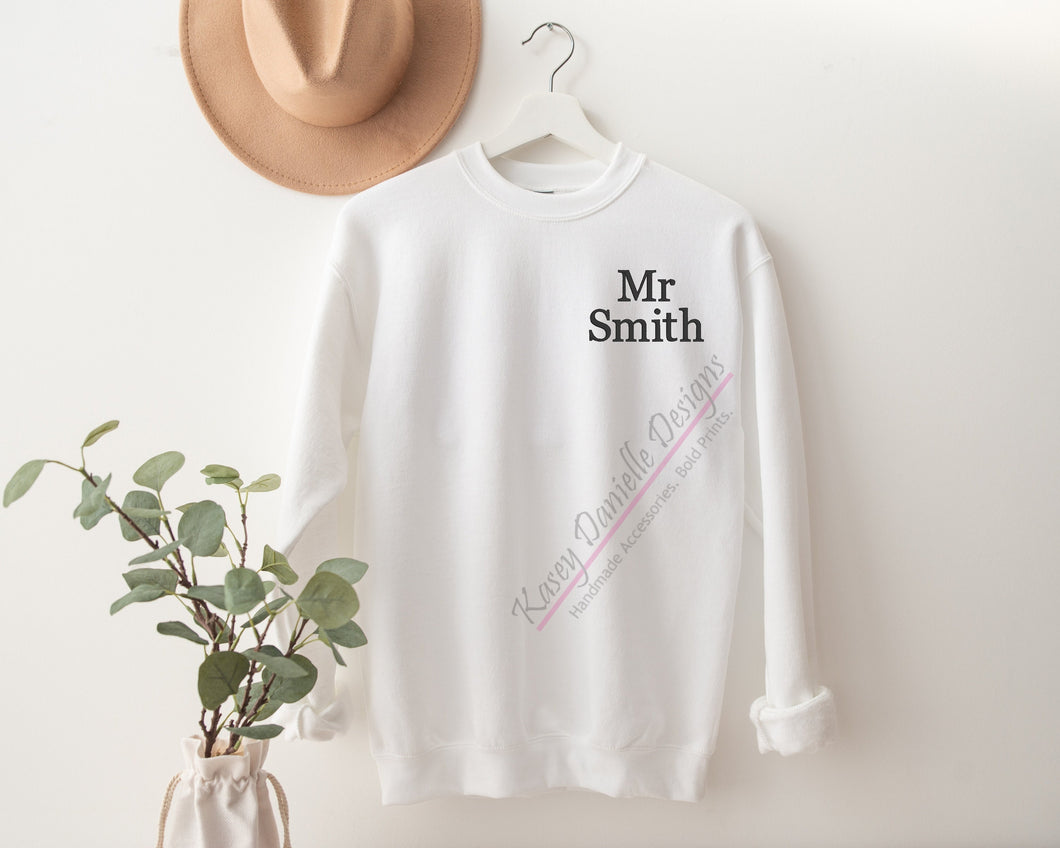 Mr and Mrs Embroidered Crewneck, Custom Embroider Sweatshirts, Couples Crewnecks, Bride Groom, Engagement Shower, Gifts for Newlyweds