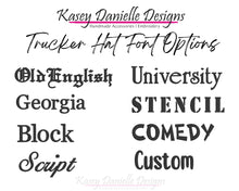 Load image into Gallery viewer, Family Reunion Embroidered Trucker Hat, Custom Family Name Trucker Cap, Last Name Mid Profile Personalized Hats
