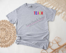 Load image into Gallery viewer, Teach Embroidered Shirt, Teacher Embroider T-Shirt, T-Shirts for Teachers, Educator Tee, Professor Gift, Principal Gifts
