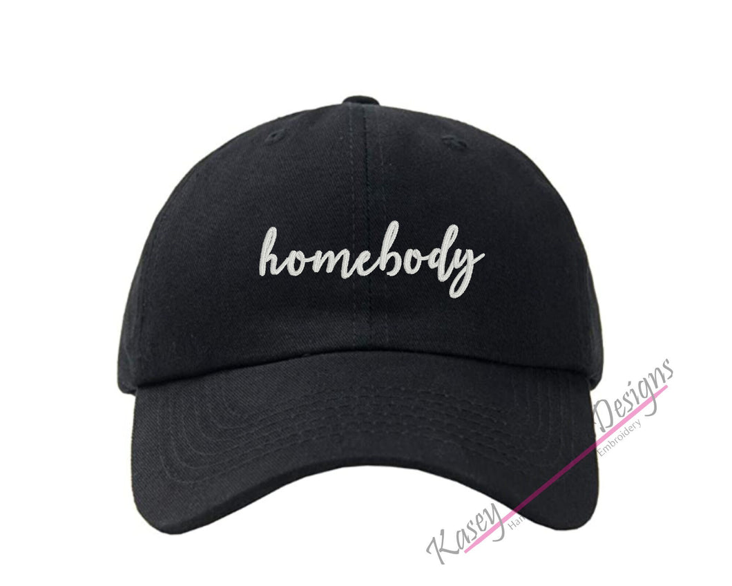 Homebody Embroidered Baseball Cap, Introvert Custom Polo Style Dad Hat, Personalized Loner Baseball Hats, Unstructured Aesthetic Hats