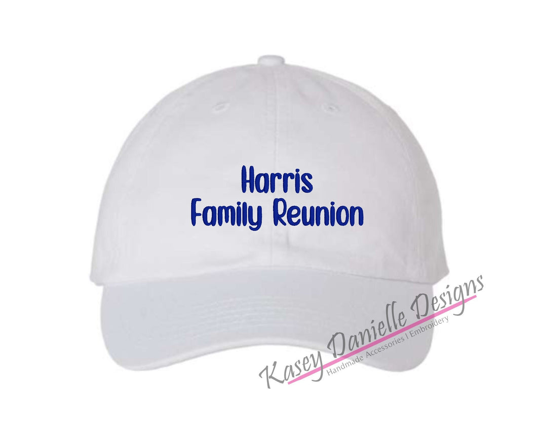 Family Reunion Embroidered Baseball Cap | Custom Family Reunion Dad Hat | Last Name Caps | Custom Family Name Hats