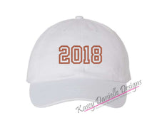 Load image into Gallery viewer, Custom Date Embroidered Baseball Cap, Custom Class of Dad Hat, Personalized Baseball Hats, Unstructured Embroider Hats, Aesthetic Dad Caps
