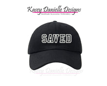 Load image into Gallery viewer, Saved Embroidered Baseball Cap, Custom Christian Dad Hat, Personalized Faith Baseball Hats, Unstructured Embroider Hats
