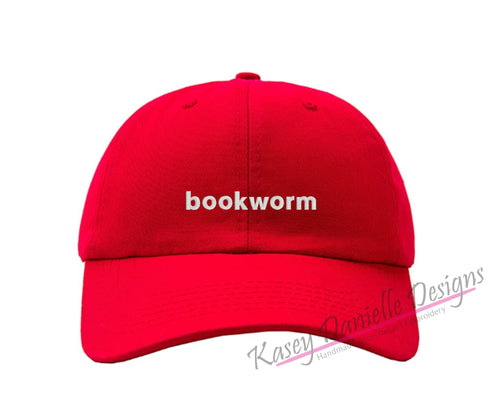 Bookworm Embroidered Baseball Cap, Book Nerd Dad Hat, Reader Baseball Hats, Book Lover Aesthetic Hats, Gifts for Readers