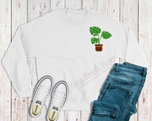 Load image into Gallery viewer, Monstera Embroidered Crewneck, Plant Lover Crewnecks , Plants Sweatshirts, Plant Mom Custom Sweatshirt , Plant Dad Gift
