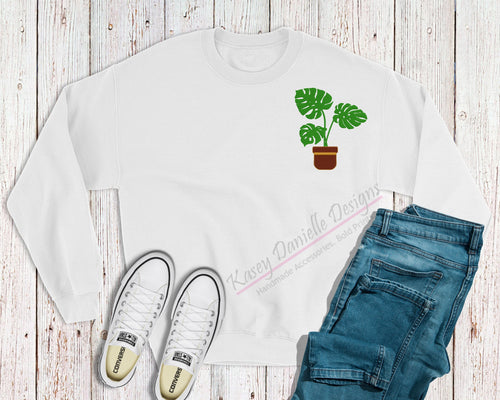 Monstera Embroidered Crewneck, Plant Lover Crewnecks , Plants Sweatshirts, Plant Mom Custom Sweatshirt , Plant Dad Gift