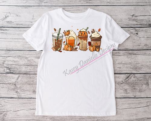 Fall Coffee Shirt, Autumn Frappuccino Graphic T-Shirt,  Coffee Lover T-shirts, Pumpkin Spice Unisex Tees
