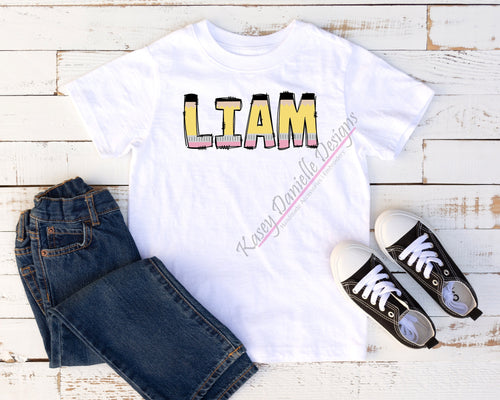 Personalized Pencil Shirt for Boys and Girls, Back to School Name Shirts for Kids, Custom Shirt for Toddler