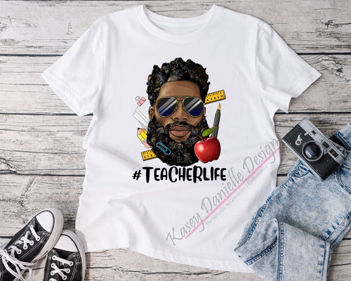 African American Man Teacher Life Shirt, Male Teacher Graphic T-Shirt,  Back to School T-shirts, Educator Unisex Tees