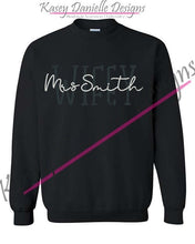 Load image into Gallery viewer, Wifey Custom Embroidered Crewneck, Wife Embroider Sweatshirt, Personalized Crewnecks, Gift for Bride, Bachelorette Wedding Gifts
