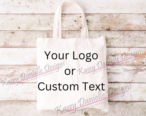 Custom Logo Tote Bag, Personalized Custom Text Totes, Reusable Shopping Bag, Tradeshows, Giveaway Bags, Business Totes