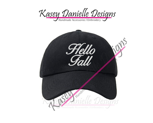 Hello Fall Embroidered Baseball Cap, Autumn Polo Style Dad Hat, Fall Caps, Unstructured Aesthetic Hats