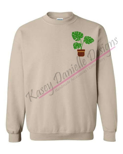 Monstera Embroidered Crewneck, Custom Embroider Sweatshirt, Plant Lovers Crewnecks, Plant Mom Sweatshirts, Plant Dad